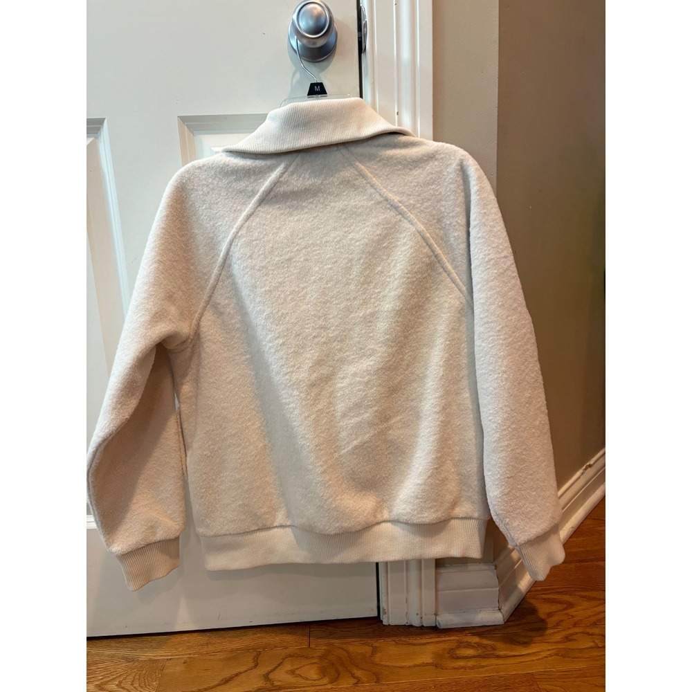 Joie Women's XS Cream Textured Fleece Full Zip Bomber Jacket Coat Neutral - Picture 4 of 9